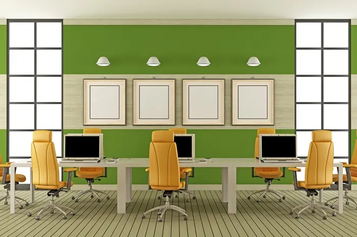 Nuansa Hijau Menyejukkan di Kantor Modern