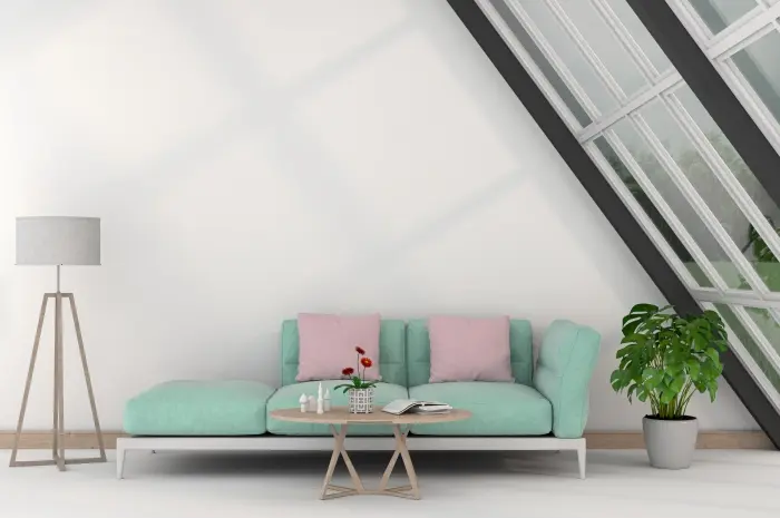 Sofa Tanpa Sandaran dan Furnitur Warna Pastel untuk Sentuhan Modern Tropis