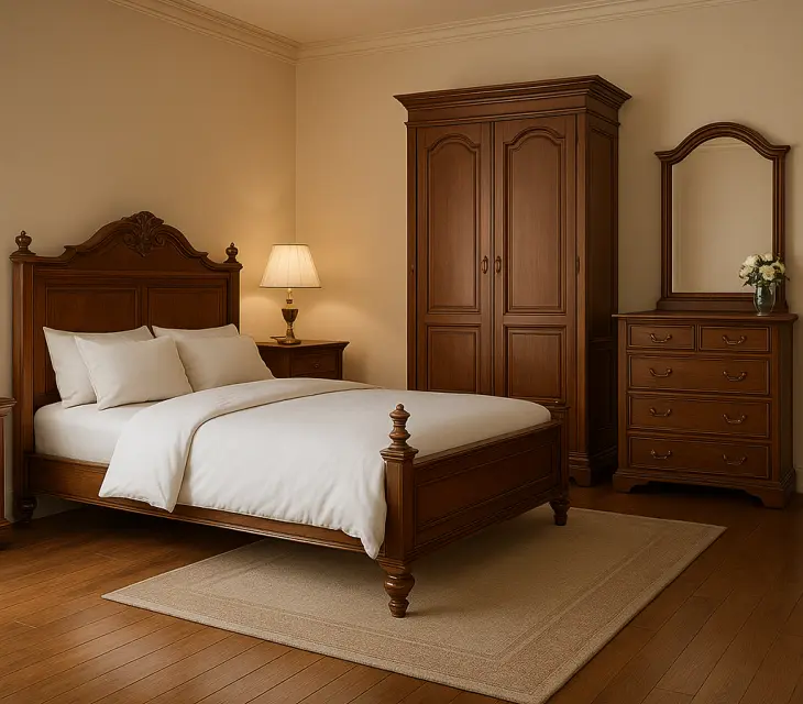 Kamar Klasik dengan Kayu Jati atau Mahoni