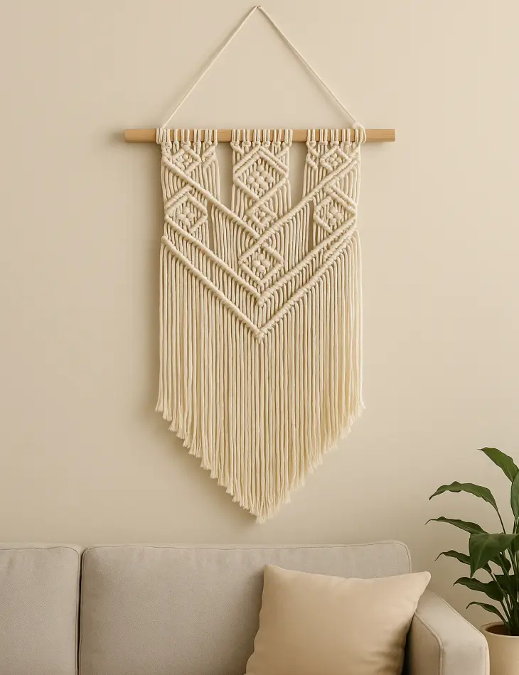 Hiasan Dinding Minimalis Makrame atau Kain Tenun Dinding