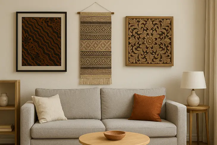 Hiasan Dinding Etnik (Batik, Tenun, Ukiran)