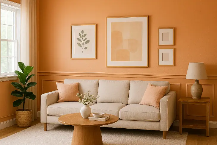 Trend Warna Cat Ruang Tamu: Warm Peach & Apricot: Ceria tapi Tetap Hangat