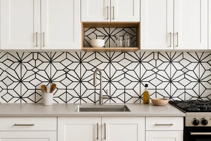 Motif Keramik Dapur Motif Geometris: Modern dan Dinamis