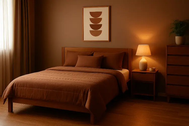 Kamar Serba Cokelat dengan Vinyl Kayu