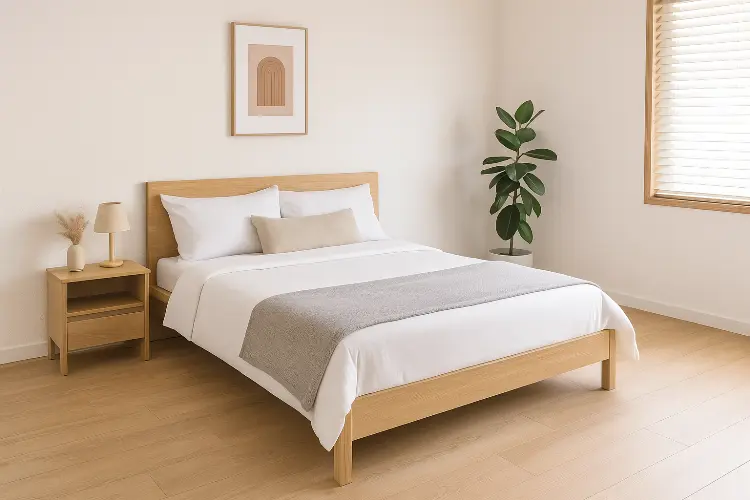 Kamar dengan Lantai Vinyl Kayu Beige