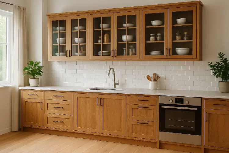 Lemari Dapur Kayu - Hangat dan Elegan