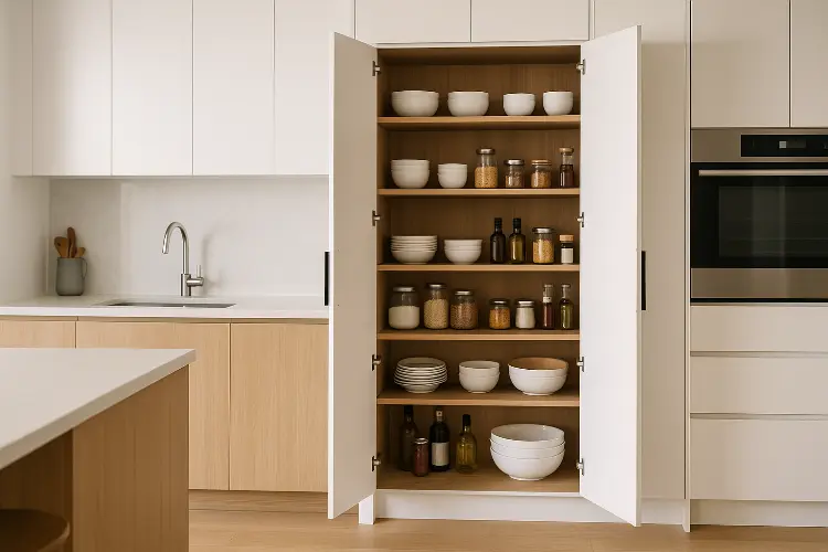 Lemari Dapur dengan Rak Tersembunyi - Clean dan Rapi