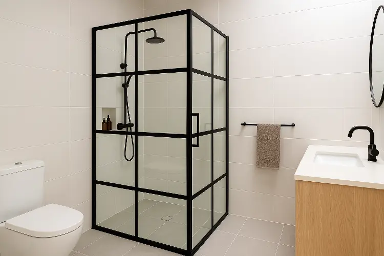 Model Kaca Kamar Mandi dengan Frame