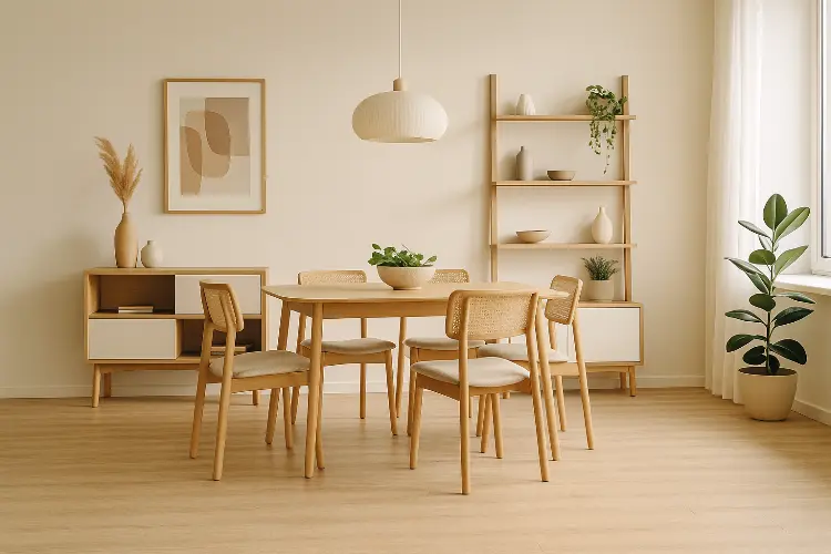 Ruang Makan Hangat Bergaya Japandi