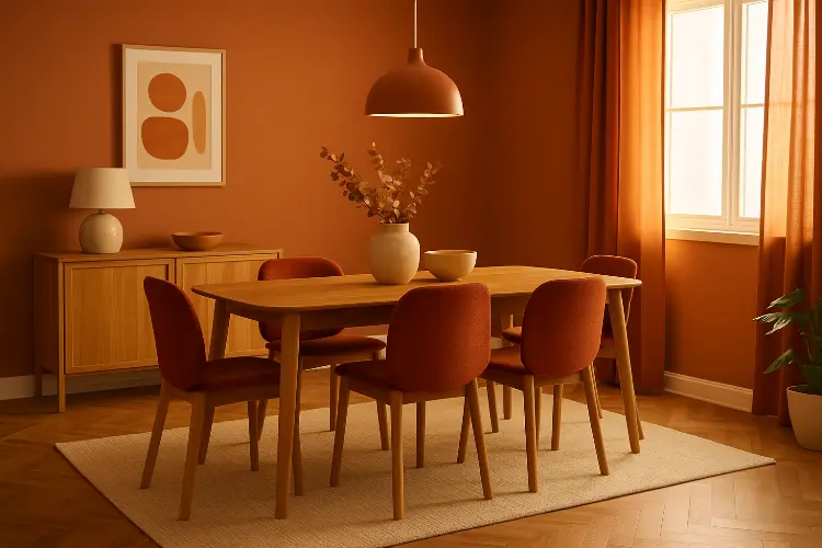 Ruang Makan dengan Tone Warna Hangat