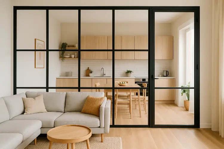 Sekat Panel Kaca dengan Frame